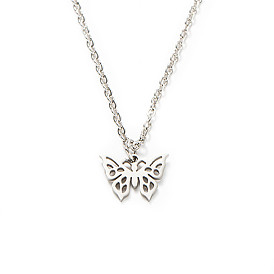 Polished Laser Cut Butterfly Necklace for Men, Titanium Steel Jewelry