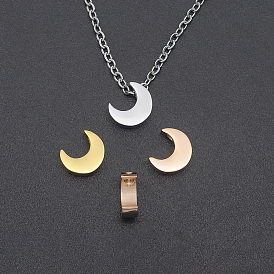 201 Stainless Steel Charms, for Simple Necklaces Making, Stamping Blank Tag, Laser Cut, Crescent