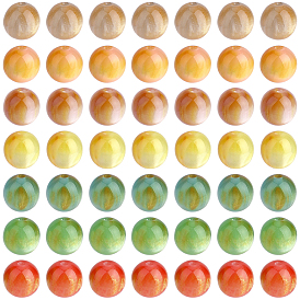 7 Цвета прозрачных смоляных бусин, круглые, два тона, с блеском порошок