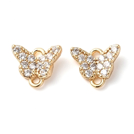 Brass Pave Clear Cubic Zirconia Connector Charms, Butterfly Links