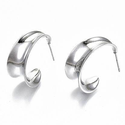 Полукруглые серьги-гвоздики из латуни, серьги-кольца, без никеля 