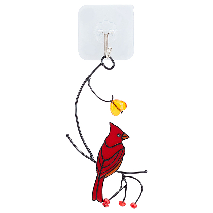 1 Set Alloy Enamel Pendant Decoration, with Plastic Adhesive Hook, Bird, for Home Windows Decoration