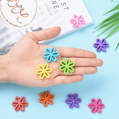 Opaque Acrylic Beads, Flower, 31x28x4.5mm, Hole: 1.5mm, about 239pcs/500g
