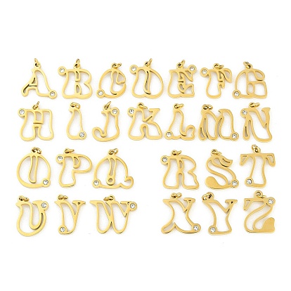 304 подвески из нержавеющей стали, с кубического циркония, подвески-буквы с соединительными кольцами, реальный 18 k позолоченный