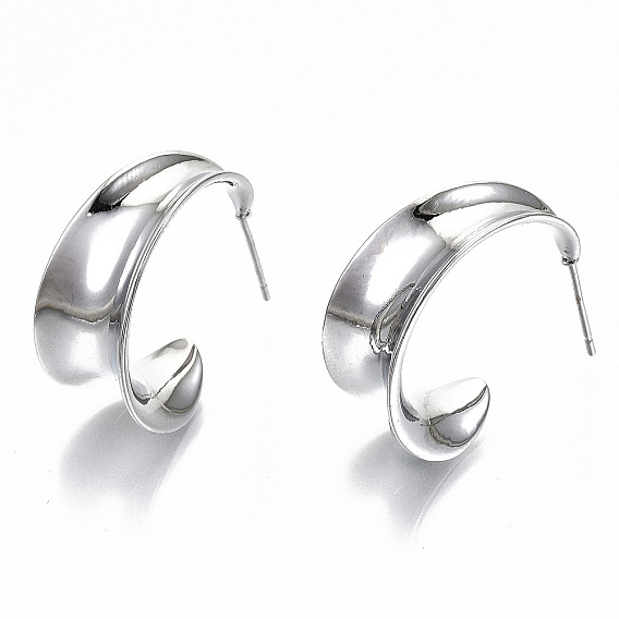 Полукруглые серьги-гвоздики из латуни, серьги-кольца, без никеля 