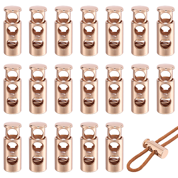 Alloy Cord Locks, Double Hole Drawstring Stopper Fastener Buttons, Column
