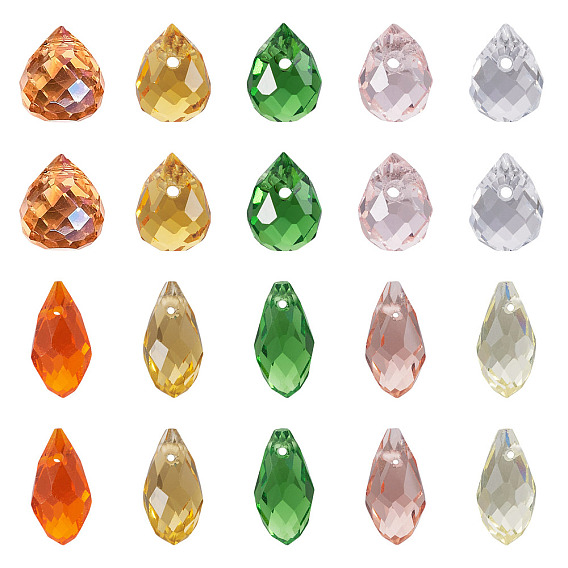 150Pcs 10 Styles Glass Beads, Top Drilled Beads, Faceted, Teardrop