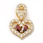 Rack Plating Brass Micro Pave Cubic Zirconia Charms, Long-Lasting Plated, Cadmium Free & Lead Free, Real 18K Gold Plated, Heart