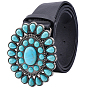 1Ремни из черной искусственной кожи с застежками из литого акрила, имитирующими бирюзовые цветы, для женщин
