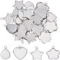40Pcs 4 Style 304 Stainless Steel Pendant Cabochon Settings, Plain Edge Bezel Cups, Star, Flower, Teardrop, Heart