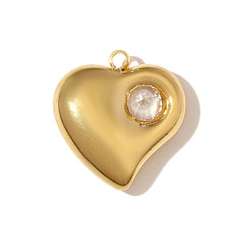 304 подвески из нержавеющей стали с прозрачным кубическим цирконием, сердце прелести, ионное покрытие (ip), реальный 18 k позолоченный