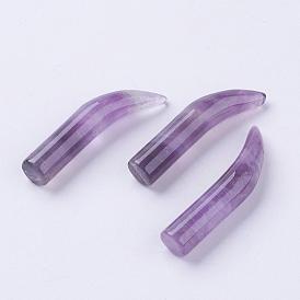 Natural Amethyst Beads, No Hole/Undrilled, Ivory Shape
