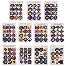 Halloween Theme Plastic Stickers, for DIY Scrapbooking, Journal Decoration, Ghost With Word Halloween