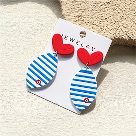 Летние пляжные полосатые акриловые серьги-гвоздики, рыба