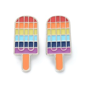 Alloy Enamel Brooches, Enamel Pin, with Butterfly Clutches, Rainbow Ice Sucker, Platinum