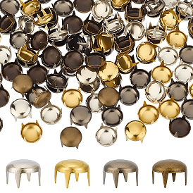 160шт. 4 цвета латунные шпильки заклепки, для поделки из кожи, плоско-круглые