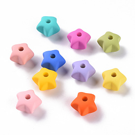 Акриловые бусины, прорезиненный стиль, половине просверлил, звезда