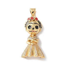 Латунные микро проложить кубического циркония подвески, прелести девушки, с эмалью, долговечный, без кадмия и без свинца, стойки покрытие