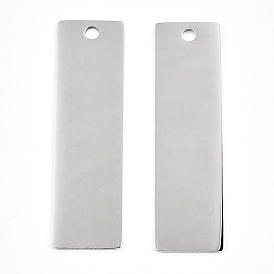 Pendentifs en acier inoxydable, polissage manuel, rectangle