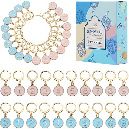 Плоские круглые с эмалевыми подвесными маркерами с номерами, подвески крючком, маркер с замком и кольцом с подвеской в виде винного бокала