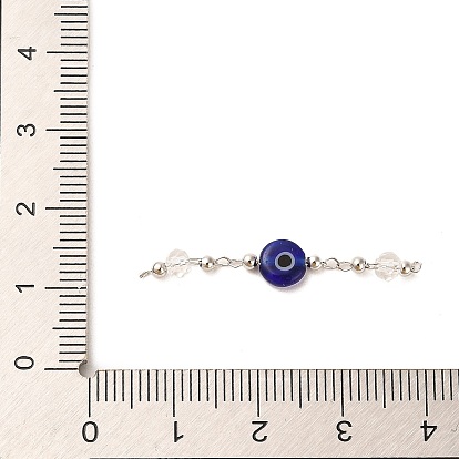Handmade Evil Eye Lampwork with Glass Handmade Beaded Links Connectors, with Rack Plating Brass Findings