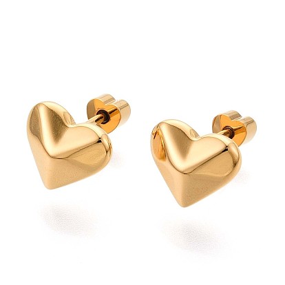 304 серьги-гвоздики из нержавеющей стали для женщин, сердце, ионное покрытие (ip)