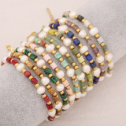 Bohemian Natural Stone Pearl Bracelet - Fashionable Beaded Jewelry B408