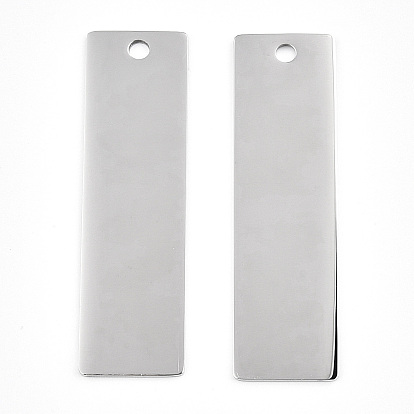 Pendentifs en acier inoxydable, polissage manuel, rectangle