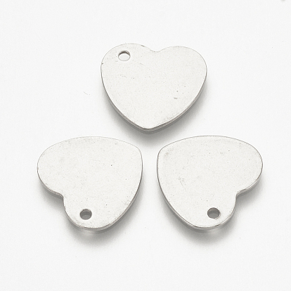 201 Stainless Steel Stamping Blank Tag Pendants, Heart
