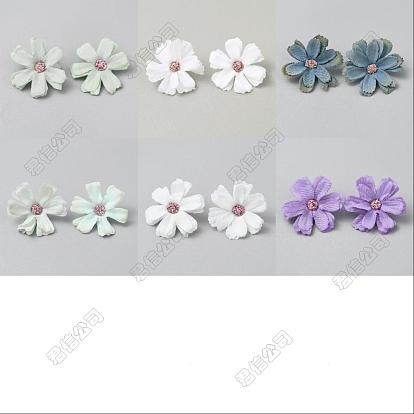120 piezas 6 colores tela cabeza de flor artificial, para manualidades diy boda decoración del hogar