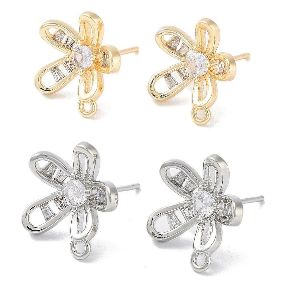 Латунные серьги-гвоздики из циркония, без кадмия, без никеля и без свинца, цветок