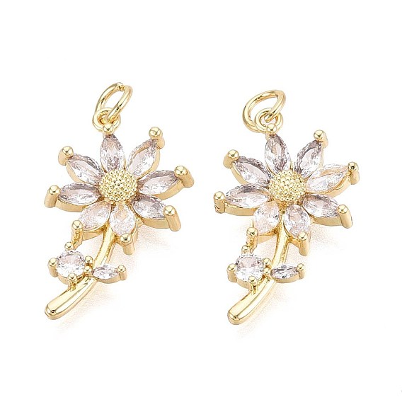 Латунные микро проложить кубического циркония подвески, цветок, с целью перехода в кольце