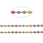 Colorful Flower Enamel Link Chains, with 304 Stainless Steel Findings, Soldered, with Spool