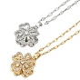 Латунные микропаве прозрачные кубические цирконии вращающиеся ожерелья с подвеской в виде клевера, 304 ожерелья-цепочки из нержавеющей стали