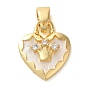 Латунные микро проложить кубического циркония подвески, без кадмия, без никеля и без свинца, с эмалью, сердце с короной