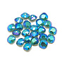 DIY Pointed Back K9 Glass Rhinestone Cabochons, Random Color Back Plated, Faceted, Square