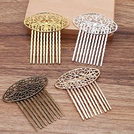 Brass Hair Comb Finding, for DIY Jewelry Accessories, Oval