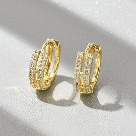 Латунные серьги-кольца из прозрачного кубического циркония, без свинца и без кадмия, долговечный