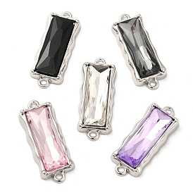 Glass Rectangle Connector Charms, Rack Plating Alloy Links, Platinum