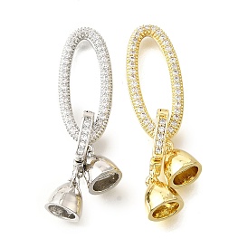 Реечное покрытие латунь микро паве прозрачный кубический цирконий складные застежки, долговечный, без свинца и без кадмия, овальные