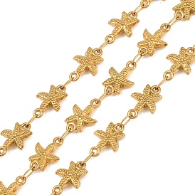 5M 304 Stainless Steel Starfish Link Chains, Soldered, with Spool, Ion Plating(IP), Long-Lasting Plated