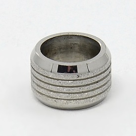 Stainless Steel Textured Rondelle Large Hole Beads, 11x7mm, Hole: 8mm