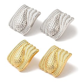 Rack Plating Brass Stud Earrings, Cadmium Free & Lead Free, Long-Lasting Plated, Texture Square & Teardrop