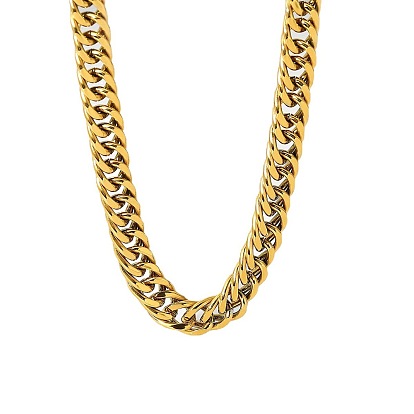 18K Gold Plated 316L Stainless Steel Necklace - Solid Link Chain, Elegant, Women's Jewelry.