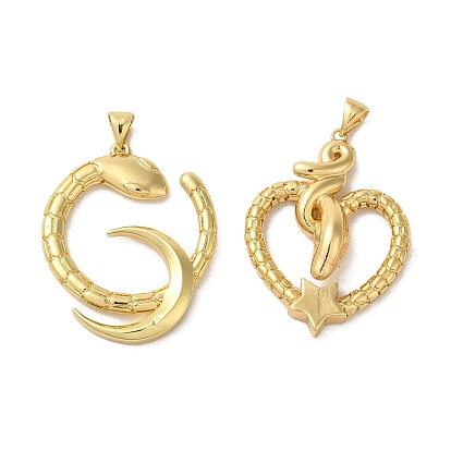 Brass Pendants, Cadmium Free & Nickel Free & Lead Free, Golden, Snake