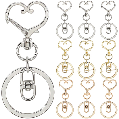 18 шт. 3 стильные застежки для брелков из сплава, Сердце и звезда