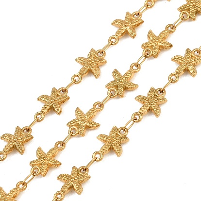 5M 304 Stainless Steel Starfish Link Chains, Soldered, with Spool, Ion Plating(IP), Long-Lasting Plated