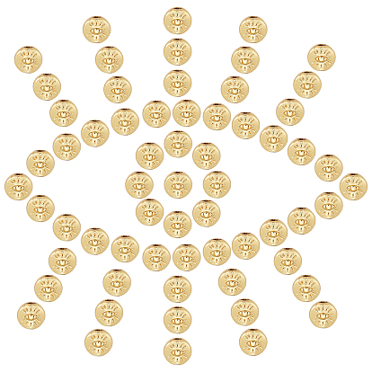 Alloy Beads, Long-Lasting Plated, Flat Round with Evil Eye