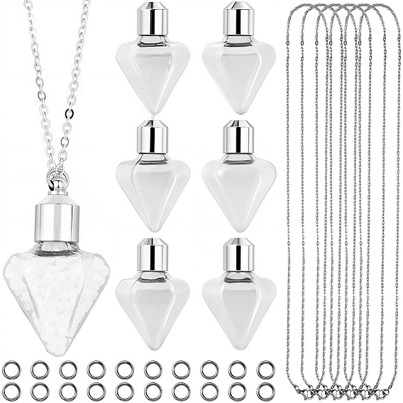 Наборы для изготовления ожерелий своими руками, включая подвески для стеклянных бутылок, 304 Открытые соединительные кольца и цепочки из нержавеющей стали