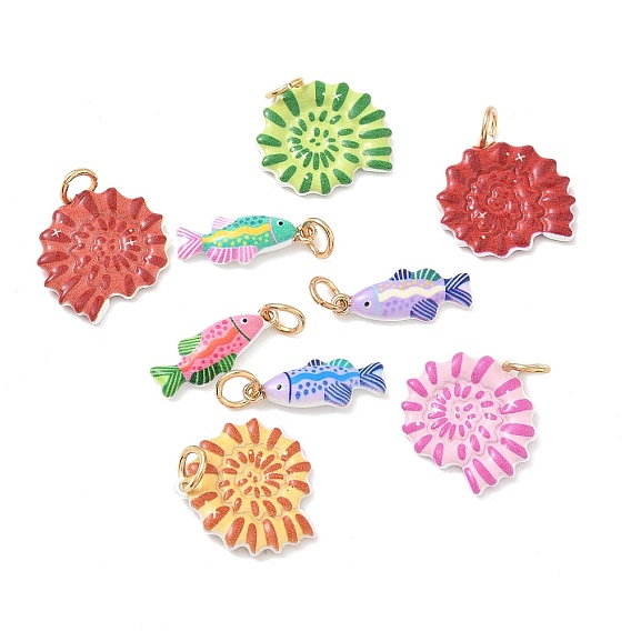 Латунные подвески, с эмалью, с целью перехода в кольце, золотые